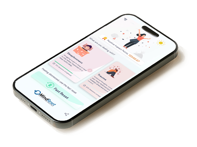 MindReset app shown on a phone