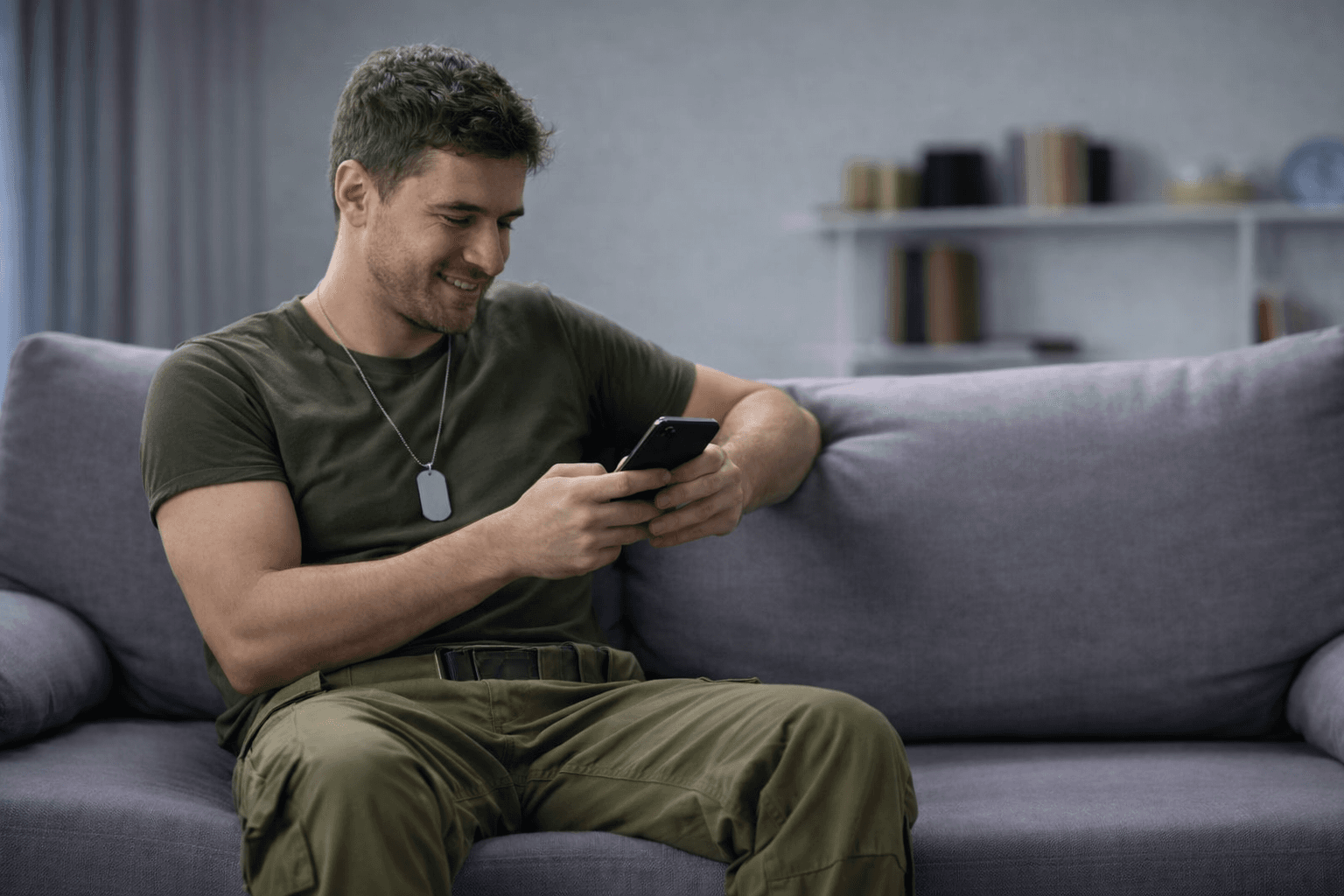 Soldier using MindReset on a phone